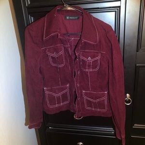 INC International Concepts Corduroy Jacket Maroon